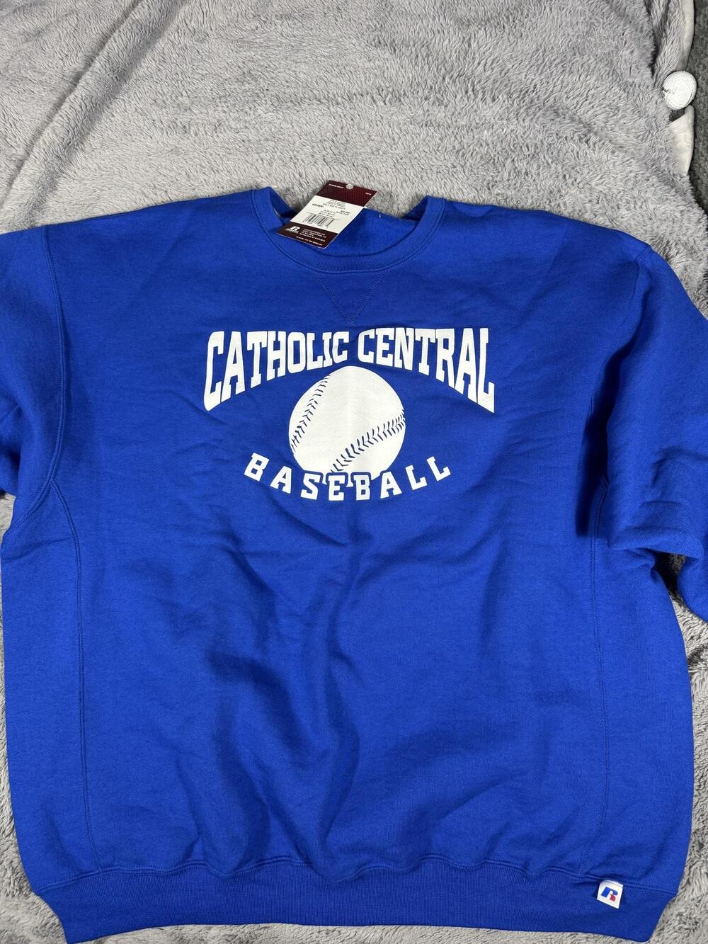 Catholic Central Sweatshirt Mens 2XL Blue Baseball Russell Athletic Fleece